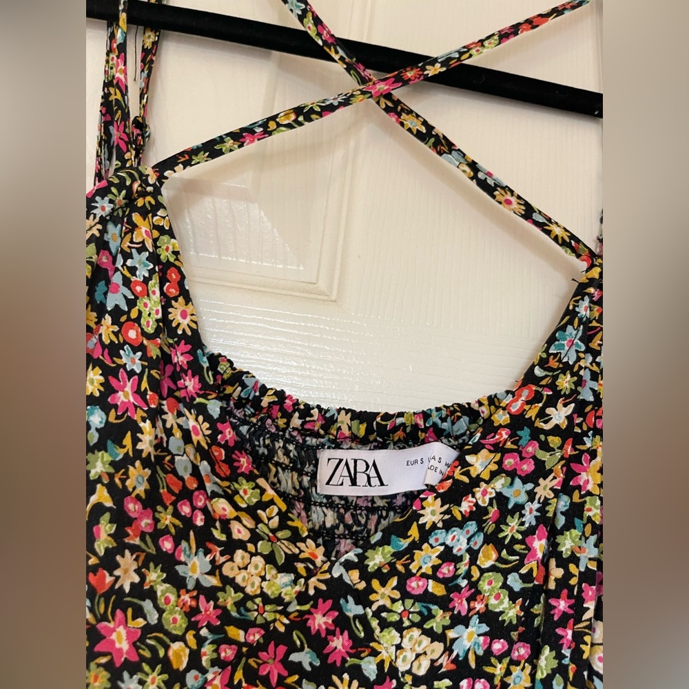 NWT Zara 100% viscose Floral Midi Dress - Picture 9 of 9